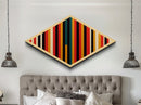 Bold Retro Stripes Diamond Shaped Canvas Embossed Print modern geometric color block design minimalist abstract vertical wall art