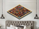 Kinetic Color Storm Diamond Shaped Abstract Art Canvas Embossed Print Splatter Painting Bright Bold Expressionist Energy Home Style
