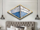 Nautical Hull Charm Diamond Shaped Canvas Textured Print rustic boat bow ocean vessel coastal vintage marine blue white nautical art