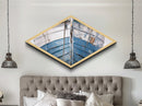Faded Bow Voyage Diamond Shaped Canvas Textured Print old wooden boat front maritime rustic marine nautical vintage weathered ship art