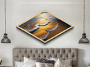 Golden Shoreline Tide – Diamond Shaped Ocean Wave Wall Decor, Coastal Nature Canvas Embossed Print, Beach Sunset Home Accent