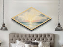 Serene Ocean Light – Diamond Shaped Pastel Seascape Canvas Textured Print, Soothing Sky and Waves Wall Decor Piece