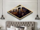 Rusted Transit Car – Diamond Shaped Urban Grunge Train Canvas Art Print, Industrial Railway Wall Decor in Retro Palette