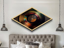 Diamond Shaped Golden Vinyl — Retro Record Album Wall Art Canvas Embossed Print, Eclectic Music Lover Decor, Bold Audio Aesthetic