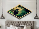 Diamond Shaped Forest Crow — Enchanted Woodland Raven Canvas Art Print, Mystical Bird Decor, Moody Nature Wall Hanging