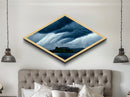 Storm Over Castle Diamond Shaped Dramatic Sky Canvas Art Print Thunderclouds Over Water Moody Landscape Gothic Fantasy Wall Decor
