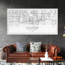Des Moines Street Map, Iowa Map, Map Print, Minimalist Art, Wall Art, Canvas Art, Girls Bedroom Décor, Dorm Room Décor, Gift For Dad, Office