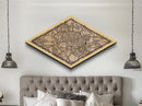 Bucharest - Romania Diamond Shaped City Map, Custom Diamond Shaped Wall Art, City Map Canvas