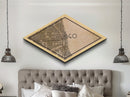 Chicago Diamond Shaped City Map, Custom Diamond Shaped Wall Art, City Map Canvas