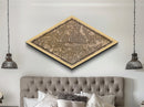 London - UK Diamond Shaped City Map, Custom Diamond Shaped Wall Art, City Map Canvas