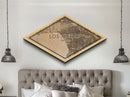Los Angeles Diamond Shaped City Map, Custom Diamond Shaped Wall Art, City Map Canvas