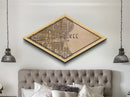 Milwaukee Diamond Shaped City Map, Custom Diamond Shaped Wall Art, City Map Canvas