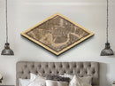 New Orleans Diamond Shaped City Map, Custom Diamond Shaped Wall Art, City Map Canvas