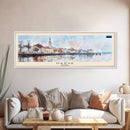 Narva Estonia Panoramic Travel Poster, Framed Canvas Print or Metal Wall Art, Travel Art, Home Decor, Panoramic Painting, Midcentury Art