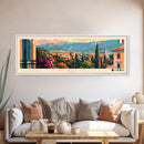 Perugia Italy Panoramic Travel Poster, Framed Canvas Print or Metal Wall Art, Travel Art, Home Decor, Panoramic Painting, Midcentury Art