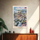 Omsk Russia Travel Poster Framed Canvas Print, Watercolor Painting, Urban Wall Art, Home Decor, Russian Cityscape, Modern Art