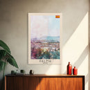 Palma Spain Travel Poster Framed Canvas Print, Watercolor Painting, Scenic Wall Art, Home Decor, Spanish Landscape, Minimalist Art