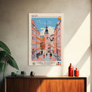 Gijón Spain Travel Poster Framed Canvas Print, Midcentury Modern Art, Pop Art Wall Decor, Scenic Wall Art, Living Room Decoration, Office Art