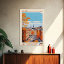 Helsinki Finland Travel Poster Framed Canvas Print, Midcentury Modern Art, Pop Art Wall Decor, Scenic Bedroom Art, Office Decoration