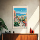Heraklion Greece Travel Poster Framed Canvas Print, Midcentury Modern Art, Pop Art Wall Decor, Scenic Living Room Art, Bedroom Decor