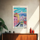 Krasnoyarsk Russia Travel Poster Framed Canvas Print, Midcentury Modern Art, Pop Art Wall Decor, Scenic Bedroom Art, Office Decoration