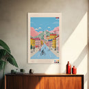 Loznica Serbia Travel Poster Framed Canvas Print, Midcentury Modern Art, Pop Art Wall Decor, Scenic Art, Home and Office Decoration