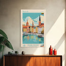 Šiauliai Lithuania Travel Poster Framed Canvas Print, Midcentury Modern Art, Pop Art Decor, Living Room Wall Art, Home Decoration, Scenic Print