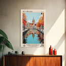 Sint-Niklaas Belgium Travel Poster Framed Canvas Print, Midcentury Modern Art, Pop Art Wall Decor, Scenic Wall Art, Bedroom Decoration