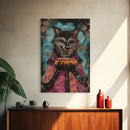 Halloween Werewolf with Hotdog, Framed Canvas Print, Wall Art, Home Decor, Spooky Artwork, Monster Decor, Halloween Decor, Funny Halloween