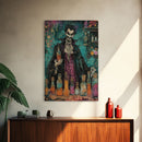 Halloween Frightening Werewolf with Burger Framed Canvas Print, Wall Art, Living Room Decor, Kitchen Art, Unique Halloween Gift Spooky Decor