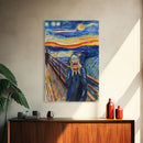 Scream-Inspired Halloween Art with a Figure Eating a Hamburger, Combining Horror and Humor for a Unique and Spooky Wall Art Piece