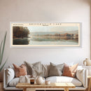 Brookville Lake Indiana Framed Canvas Print, Lake House Decor, Panoramic Wall Art, Travel Poster, Rustic Lake Painting, Nature Art
