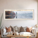 Great Sacandaga Lake Framed Canvas Print, Lake House Art, Panoramic Wall Art, Travel Poster, Serene Lake Painting, Home Decor