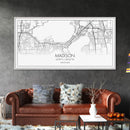Madison City Map, Wisconsin Map, Map Art, Modern Art, Wall Art, Canvas Art, Unique Gifts, Large Wall Art, College Décor, Room Décor, Prints