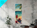 Tropical Landscape Coastal Art Canvas Framed, Beach Art for Living Room, Oversized Wall Art for Living Room, Tall and Narrow Wall Art