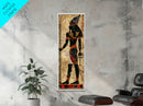 Egyptian Art Depiction of Osiris - Framed Canvas Print, Midcentury Modern Wall Art, Skinny Art, Tall Art, Living Room Decor