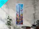 Butterflies and Wildflowers, Framed Canvas print, Wood Framed Art, Living Room Decor, Skinny Art, Boho Style Minimalist Wall Art