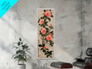 Framed Canvas Print Of Japanese Floral Art With Camellia Blossoms And Detailed Leaves Ready To Hang Traditional Japanese Wall Art Decor