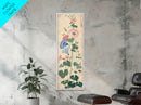 Skinny Art Tall Art Framed Canvas Print Stylized Morning Glory Blossoms In Subtle Pastel Hues Ukiyo-e Japanese Style Art Wood Block Print