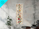 Skinny Art Tall Art Framed Canvas Print Vintage Style Floral Art With Mixed Blossoms On A Rustic Background Ukiyo-e Japanese Style Art