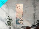 Cherry Blossom Branches Pale Background Japanese Style Tall Skinny Framed Canvas Print Wall Art