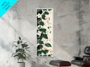 Creamy White Blossoms with Deep Green Leaves Overlapping on a Soft Background Ukiyo-e Art Japanese Framed Canvas Print Skinny Tall Art