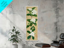 Magnolia Flowers On A Branch - Skinny Art Tall Art Framed Canvas Print Japanese Style Art Ukiyo-e Art
