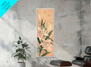 Delicate Lily Flowers Blooming In Japanese Style Ukiyo-e Art Framed Canvas Print Skinny Art Tall Art