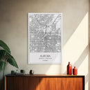 Aurora Street Map, Colorado Map, City Map Print, Travel Lover Gift, Above Bed Art, Minimalist Art, Wall Art, Canvas Print, Canvas Wall Art