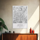 Munich Street Map, Germany Map, Europe City Map Art, Modern Art, Wall Art, Canvas Print, Dorm Wall Décor, Holiday Gift, Travel Wall Print