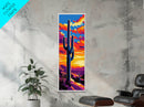 Saguaro Cactus Sunset Framed Canvas Print, Southwest Wall Art, Joshua Tree Art, Desert Art, Bright Colorful Wall Art, Rustic Decor, Gift Idea
