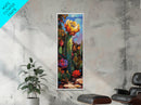 Vibrant Cactus Bloom Desert Painting Framed Canvas Print | Southwest Wall Art | Joshua Tree Art | Botanical Prints | Wildflower Painting
