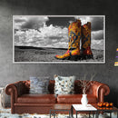Embroidered Cowboy Boots Canvas Print | Western Wall Art | Chicano Art | Moody Art | Rustic Decor | Southwest Art | Extra Wide Art