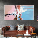 Barefoot Beach Walk, coastal decor, ocean painting, seascape painting, pink abstract art, light pink wall art, canvas print
